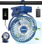 Clip On Fan 65 Hours Portable Desk Rechargeable With Lights Dark Blue. Fixed Price $35.94.
