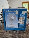 Comfort Zone CZ121- Inch Oscillating Table Fan White. Fixed Price $18.50.