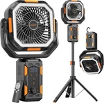 Ogery Camping Fan, Portable With Adjustable Height Stand, 20000MAH Recharge. Fixed Price $86.38.