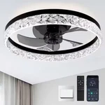 Ltemziiy 20 In. Indoor Modern Black Crystal Flush Mount Ceiling Fan With Light. Fixed Price $89.99.