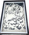 Jim Gorman "artic Owl" Screenprint On Silk Dark Wood Frame 1970'S Vintage. Fixed Price $55.00.