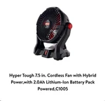Hyper Tough 20V Max 7.5-INCH Job Site Fan, Ac/dc Hybrid, Battery Included, New. Fixed Price $98.79.