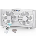 Shinic Twin Window Fan With Remote, 9-INCH Blades Reversible Airflow, Thermos.... Fixed Price $77.42.