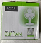 Living Solutions 6 Inch 2 1 Clip Fan White, New Box. Fixed Price $29.00.