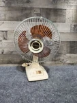 Vintage Galaxy Fan 11" Oscillating 2 Speed Brown Blades Table Top Working Retro. Fixed Price $49.99.