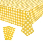 Vedran 2 Pack Yellow Gingham Tablecloth Decorations, And White Checker.... Fixed Price $12.48.