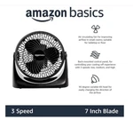 Amazon Basics 11-INCH Air Circulator Fan With 90-DEGREE Tilt Head And 3 Speed. Fixed Price $25.23.