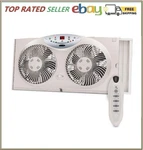 Bionaire 8.5" Twin Window Fan With Reversible Airflow, 3 Speeds, Remote Control. Fixed Price $78.02.