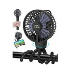 Eclip Portable Stroller Fan, Led Display, 4 Speeds, Flexible Tripod On. Fixed Price $17.95.