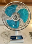 Panasonic F-1205 3 Way Vintage Oscillating Desk Fan 12" Blue Blade. Fixed Price $59.00.