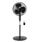 Vie Air Pedestal Fan 16"DIA 3-SPEED Oscillating Remote Control Black Sturdy Base. Fixed Price $44.84.