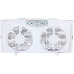 Optimus F-5286 8" Electrically Reversible Twin Window Fan With Thermostat. Fixed Price $82.48.