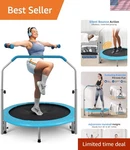 Mini Trampoline With Foam Handle - Foldable 40" Rebounder For All Fitness Levels. Fixed Price $152.99.