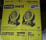 2-PACK Ryobi 18V Cordless 7-1/2 In. Hybrid Fan (tools Only) Tested. Fixed Price $84.99.