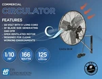 Tpi CACU20-W 20" Commercial Air Circulator Wall Mount 1780/1600/1420 Cfm 120V. Fixed Price $231.68.