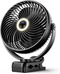 Clip-on Fan With Led, 10000MAH Rechargeable, 3-SPEED, 360 Rotation, Black. Fixed Price $40.84.
