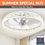 Ltemziiy 20" Indoor Low Profile Ceiling Fans With Lights, Remote Dc Quiet Motor. Fixed Price $84.00.