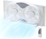 Comfort Zone 9" 3-SPEED Reversible Twin Window Fan With Remote Control, White. Fixed Price $80.00.
