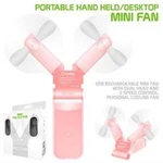Mini Fan, Folding Handheld 500MAH Dual Heads - Pink. Fixed Price $8.99.