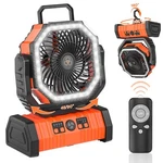 20000MAH Auto Oscillating Battery Fan With Remote/hook/timer, Portable Led. Fixed Price $39.99.