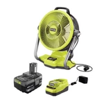 New Ryobi 18V 12 In. Cordless Hybrid Whisper Series Misting Fan Kit. Fixed Price $139.00.