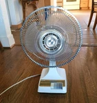 Vintage Windmere NR-12 3 Speed 12" Oscillating Desk Fan Clear Blade. Fixed Price $40.00.