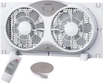 Window Fan With Reversible Airflow Quiet, Twin 9" Blades, Full Remote Control. Fixed Price $64.45.
