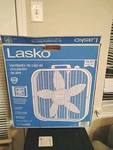 Lasko, B20200 Air Circulating Box Fan, Weather-resistant Motor, 3 Speeds, White. Fixed Price $15.00.