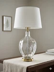 Cal Lighting 30 Inch Table Lamp. Texted Glass, Antique Brass Finish Way Switch. Fixed Price $99.00.