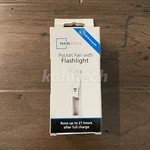 Mainstays Pocket Fan + Power Bank With Flashlight - White. Fixed Price $12.95.