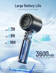 Czurfeelin GF022 Rechargeable Mini Handheld Fan, Digital Display, Black. Fixed Price $18.99.