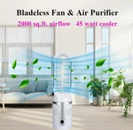 Bladeless Tower Fan Air Purifier Hepa Oscillating Remote Timer Silver. Fixed Price $99.99.