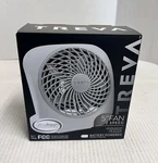 Desk Fan 5" 2 Speed Battery Powered Treva Table Greeny Grey. Fixed Price $20.00.