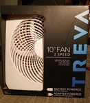 Treva 10-INCH Portable Desktop Fan, Powered By Battery/ac Adapt White. Fixed Price $25.00.