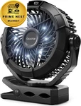 Gaiatop Portable Camping Fan With Led Lantern, 360 Rotation And Small, Black. Fixed Price $26.63.