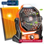 Rechargeable Solar Powered Fan, Max 40H Runtime Camping Fans & Led Lante. Fixed Price $47.80.