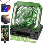 20000MAH Rechargeable Solar Camping Fan With Led Lantern, 3 Speeds Cordless Batt. Fixed Price $152.99.