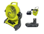 New Ryobi 18 Volt Cordless 7-1/2 In. Bucket Top Misting Fan Kit, PCL851K. Fixed Price $99.99.