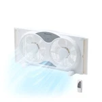 Comfort Zone 9" 3-SPEED Reversible Twin Window Fan With Remote Control, White. Fixed Price $55.00.