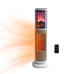 Comfort Zone 25" Oscillating Tower Space Heater With 3D Flame And Remote Control. Fixed Price $89.99.