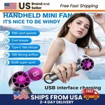 Portable Mini Handheld Fan 9000MAH Rechargeable Battery, With 100 Speeds Display. Fixed Price $11.99.