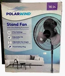 Polar Wind 16 Oscillating Stand Fan Black 3 Settings Adjust Tilt Height To 47. Fixed Price $21.00.