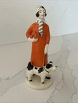 Vintage Art Deco Figurine Lady With Airdale Terrier Dog Made Japan. Fixed Price $37.00.