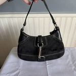 Vintage Coach Mini Black Signature Hampton Hobo Clip Shoulder Hand Bag Purse. Fixed Price $225.00.