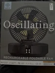 Mvmt Oscillating Rechargeable Foldable Fan Remote Control, 3 Speeds, Ambient Li. Fixed Price $34.99.
