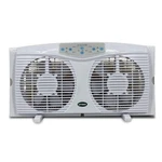 Optimus In. Electric Reversible Twin Window Fan With Thermostat & Led F-5286. Fixed Price $69.99.