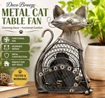 Deco Breeze Cat Fan Metal Sculpture 11" Tall Electric Figurine DBF0257. Fixed Price $59.99.
