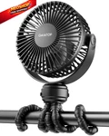 Gaiatop Mini Portable Stroller Fan, Battery 5.5 X 2.5 6.2 Inches, Black. Fixed Price $24.52.