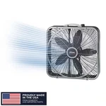 Power Plus 20 In. 3 Speed Box Fan For Home Gray With Weather Shield Design. Fixed Price $49.99.