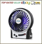 Efluky 3 Speeds Mini Desk Fan, Rechargeable Battery Operated With Led Light. Fixed Price $19.75.